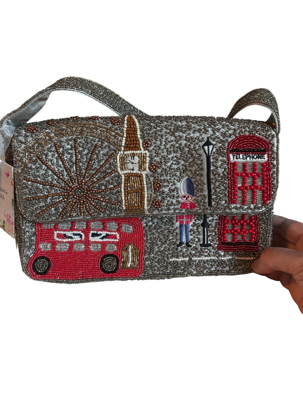 NWT Beaded London Themed Bag, Made in India